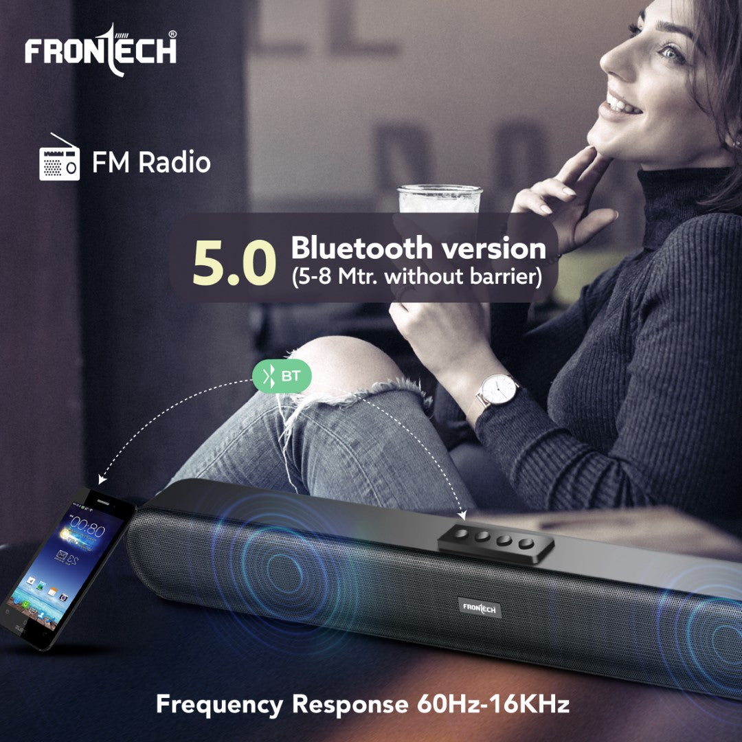 Frontech Mini Soundbar | Bluetooth 5.0, 1200mAh Battery, 30W Sound, TF Card Support (SW-0191) Frontech Mini Soundbar | Bluetooth 5.0, 1200mAh Battery, 30W Sound, TF Card Support (SW-0191)